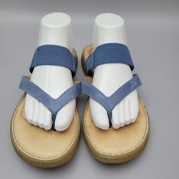 Born Nevis Thong Comfort Sandals Full Grain Blue Leather Slide Women’s Size 10 - Picture 4 of 11